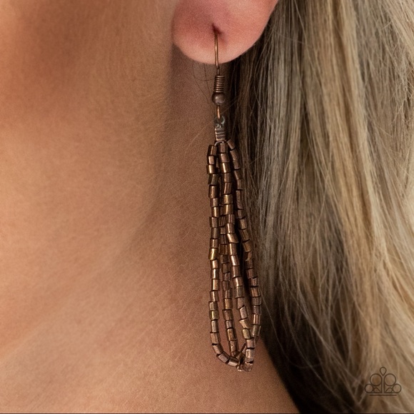 Copper seed bead necklace set - Picture 3 of 4